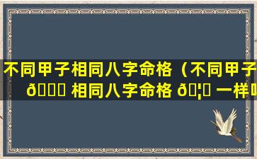 不同甲子相同八字命格（不同甲子 🍀 相同八字命格 🦉 一样吗）